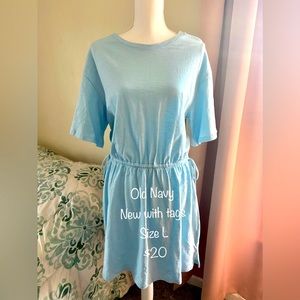 Short-Sleeve Waist-Defined Slub-Knit Mini T-Shirt Dress for Women